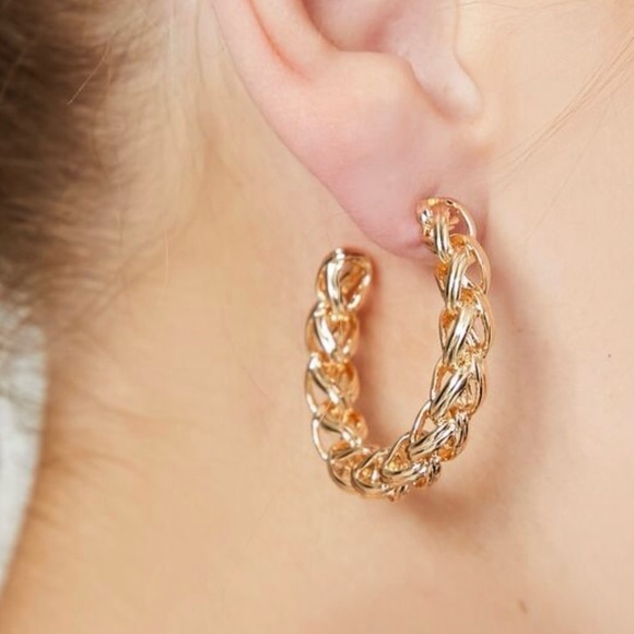 Gold Twisted Hoop Earrings - Picture 1 of 5